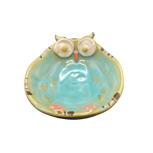 Decorative Blue Ceramic Owl Trinket Dish • Ashtray • Berry Bowl - Picture 2 of 9